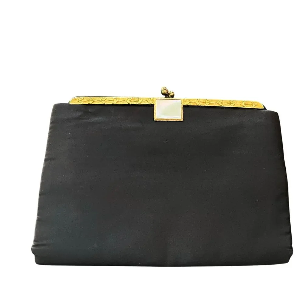 Vintage L&M 1950s Womens Clutch Handbag Formal Mother of Pearl